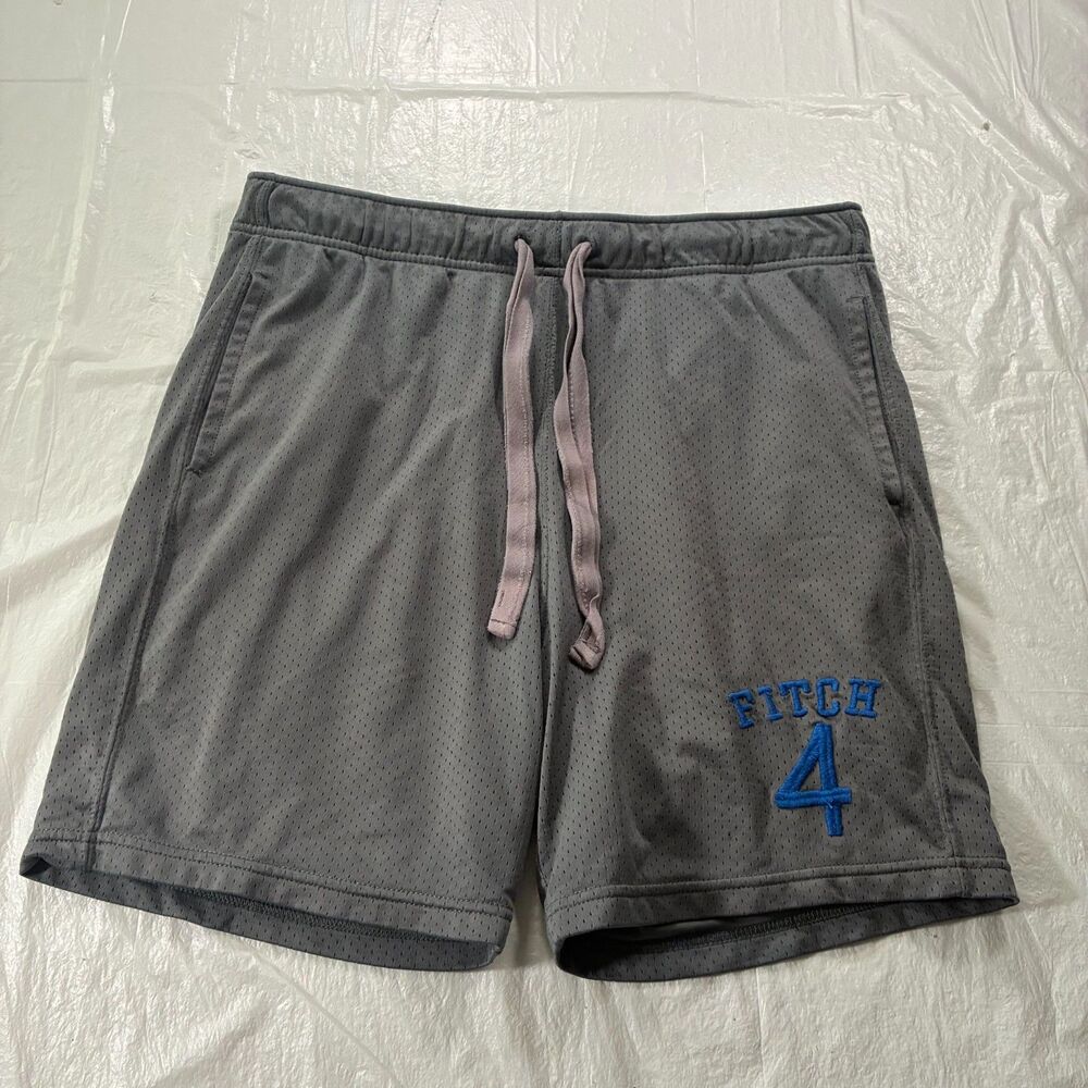 Abercrombie & Fitch Mesh Athletic Shorts Mens Large Gray Blue 4 Varsity Gym